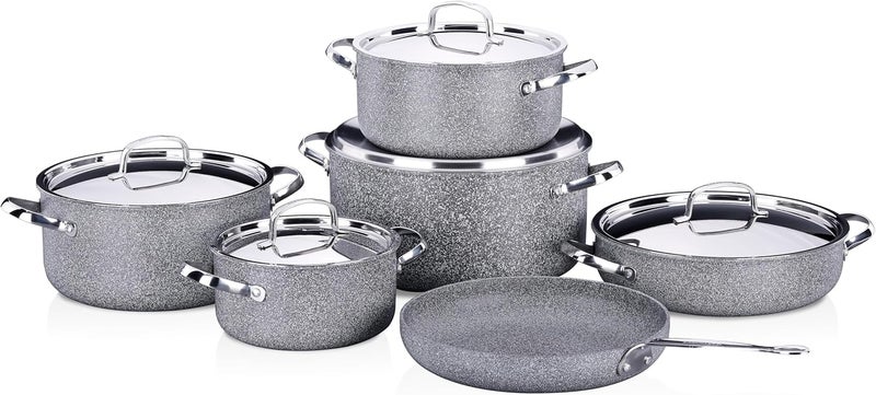 Korkmaz Palma Plus Nonstick Cookware Set - Black Granite Induction Kitchen Set